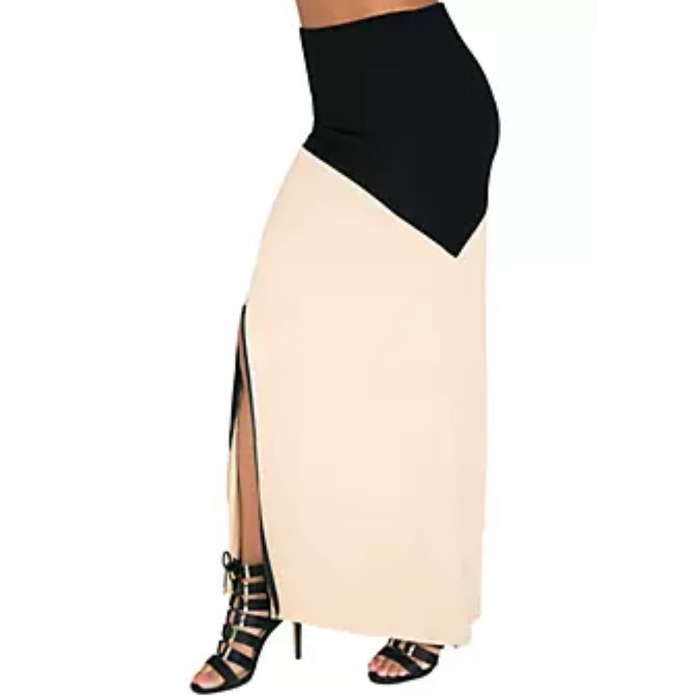 Elegant Black and Cream Maxi Skirt - Size Small - NWT